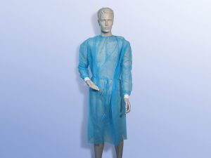Besucherkittel blau mit Strickbündchen, 10er Packung, Einmalanwendung - MPE Medical by Oliver Engel